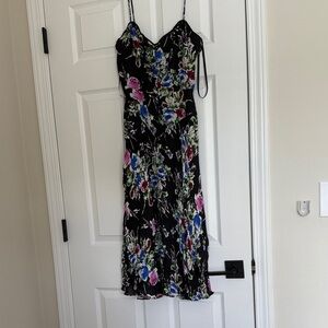 Milly Black Floral Midi Dress